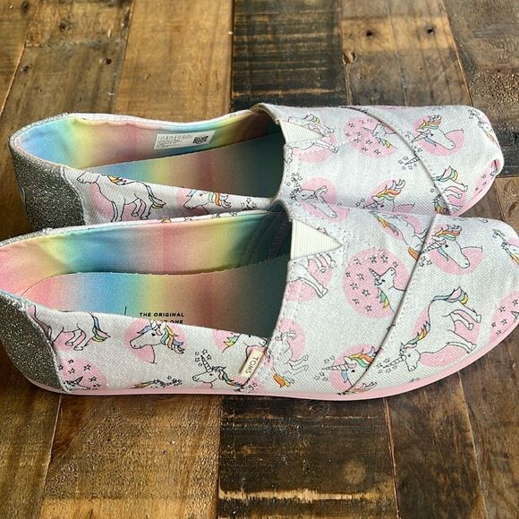 TOMS Unicorn Shoes White & Pink W9.5 - Picture 1 of 5